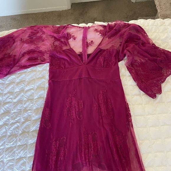 Jen’s Pirate Booty X Free People Magenta lace ethereal maxi dress - Picture 13 of 14